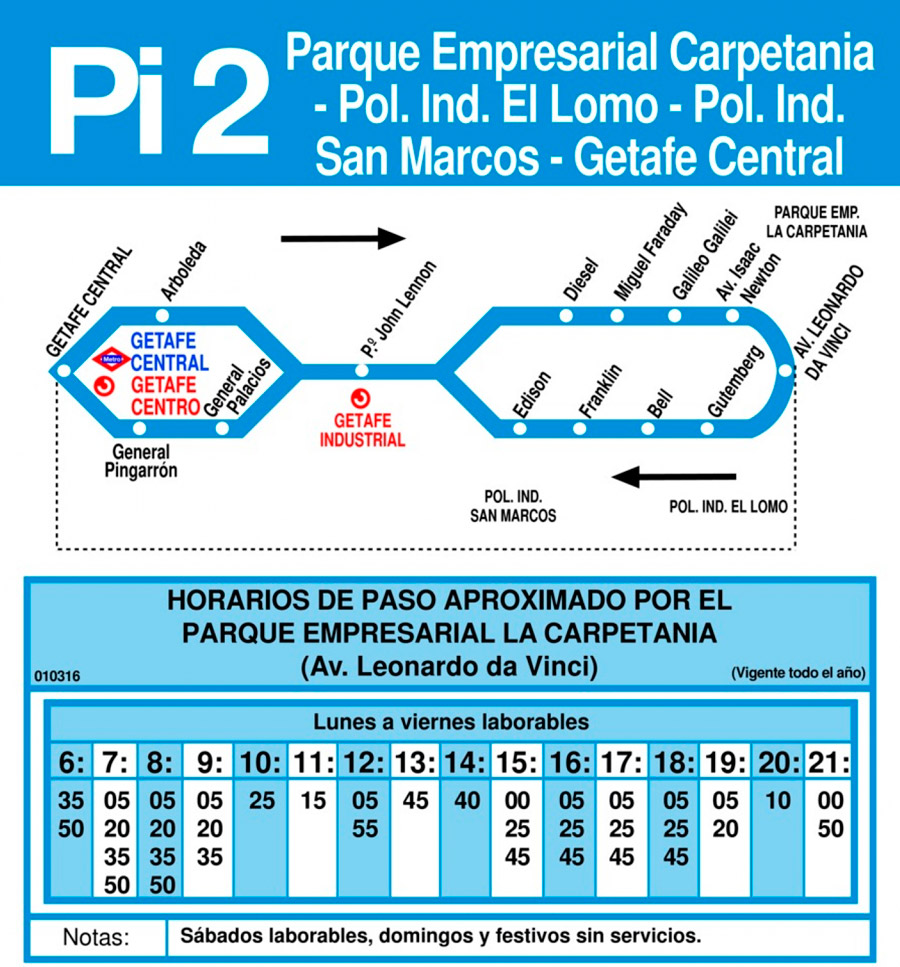 Horario Línea Pi-2 Vuelta