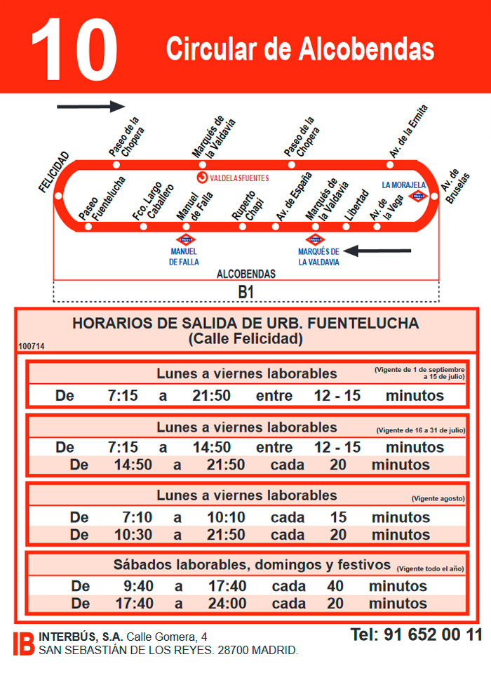 Horario Línea C10 Ida