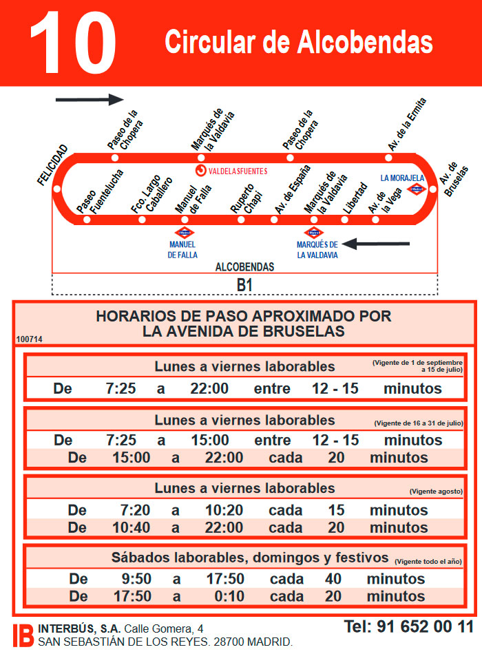 Horario Línea C10 Vuelta