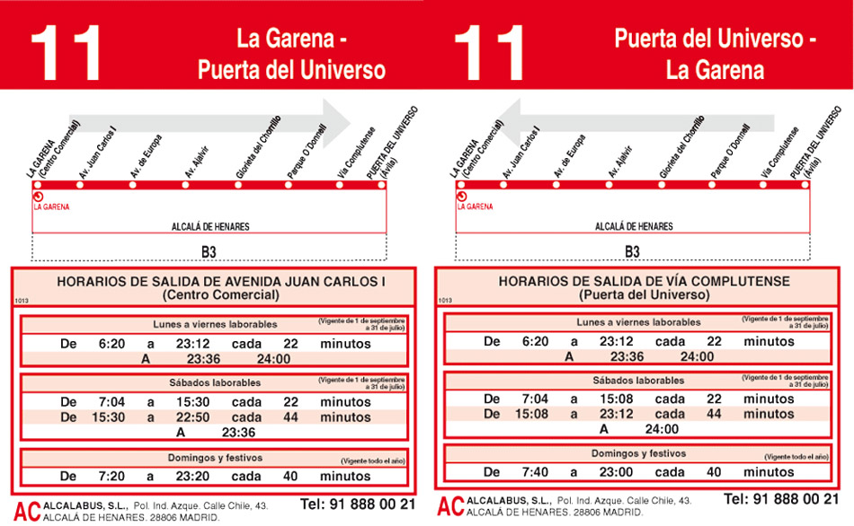 Horario Línea 11