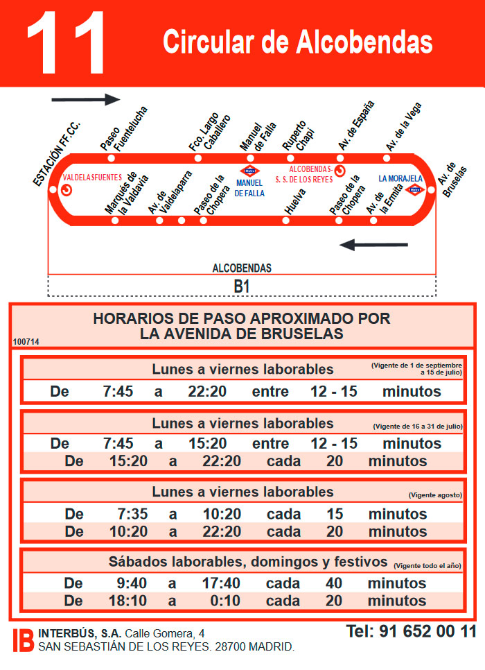 Horario Línea C11 Vuelta