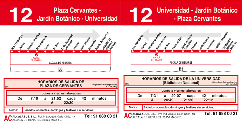 Horario Línea 12