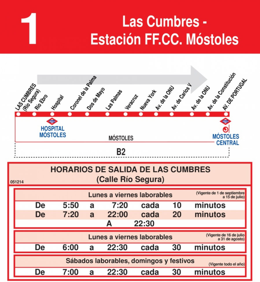 Horario Línea 1 Ida