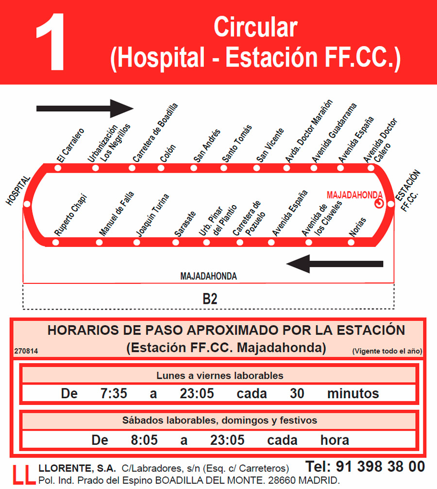 Horario Línea 1 Vuelta