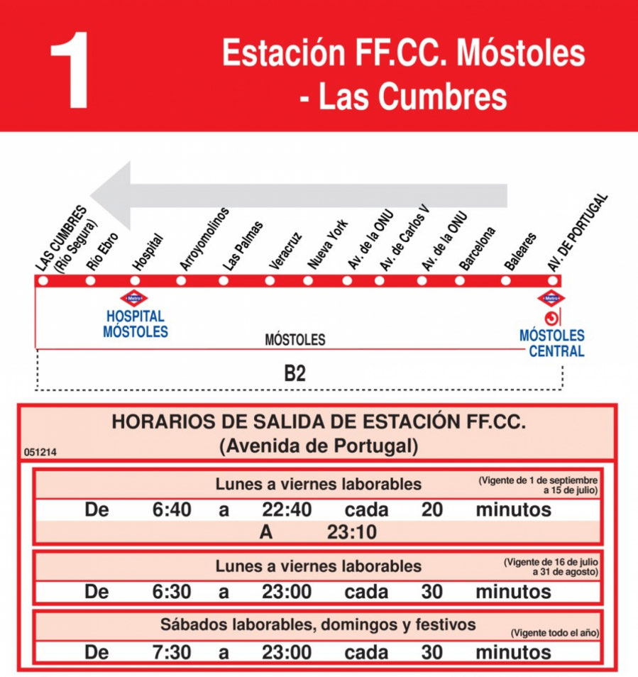 Horario Línea 1 Vuelta