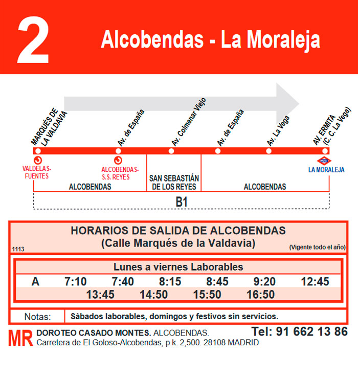 Horario Línea 2 Ida