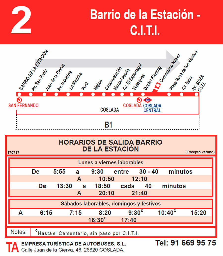 Horario Línea 2 Ida