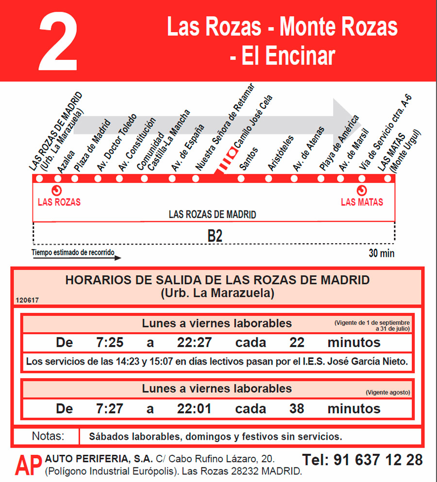 Horario Línea 2 Ida