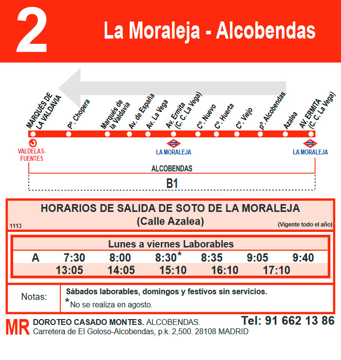 Horario Línea 2 Vuelta