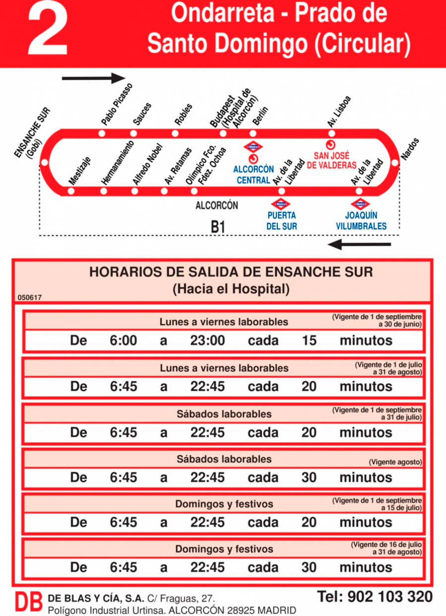Horario Línea 2 Vuelta