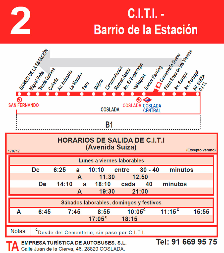 Horario Línea 2 Vuelta