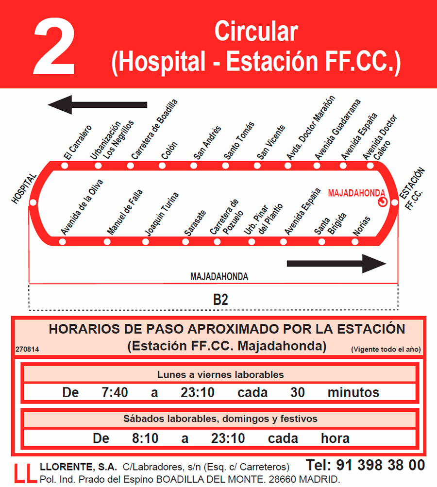 Horario Línea 2 Vuelta