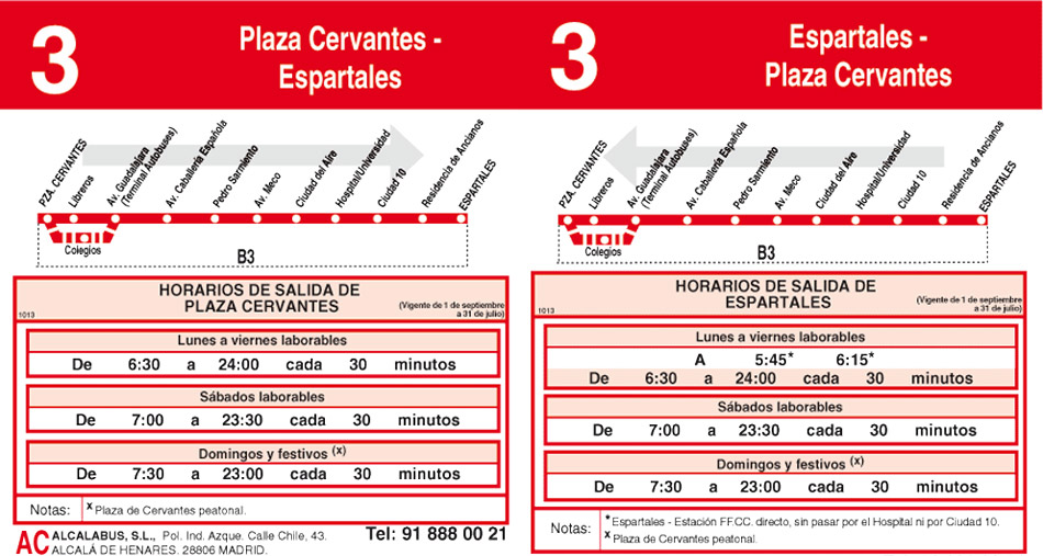 Horario Línea 3
