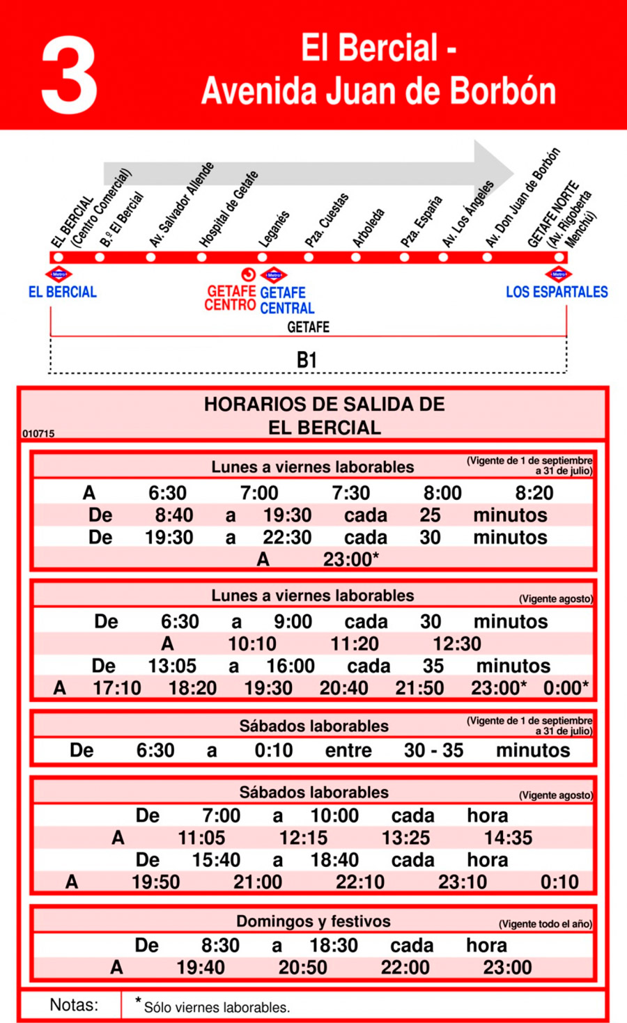 Horario Línea 3 Ida