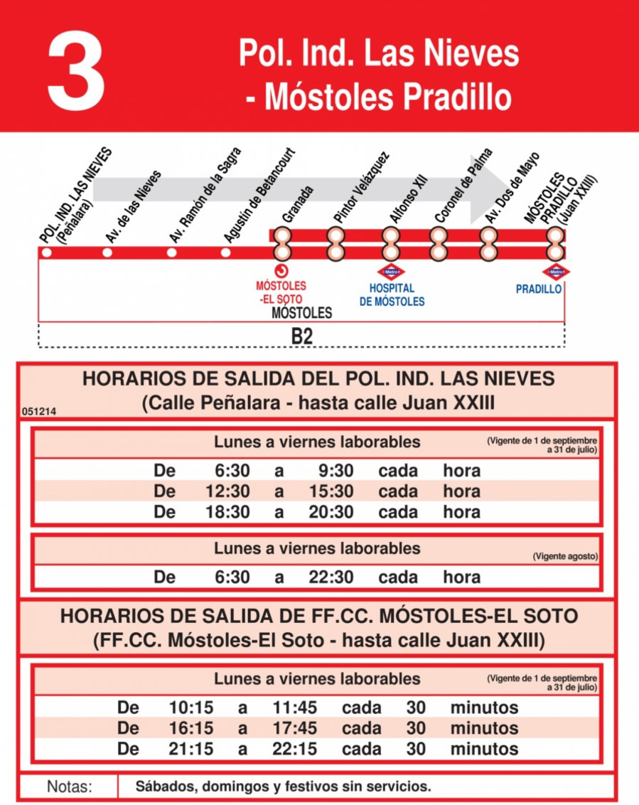 Horario Línea 3 Ida