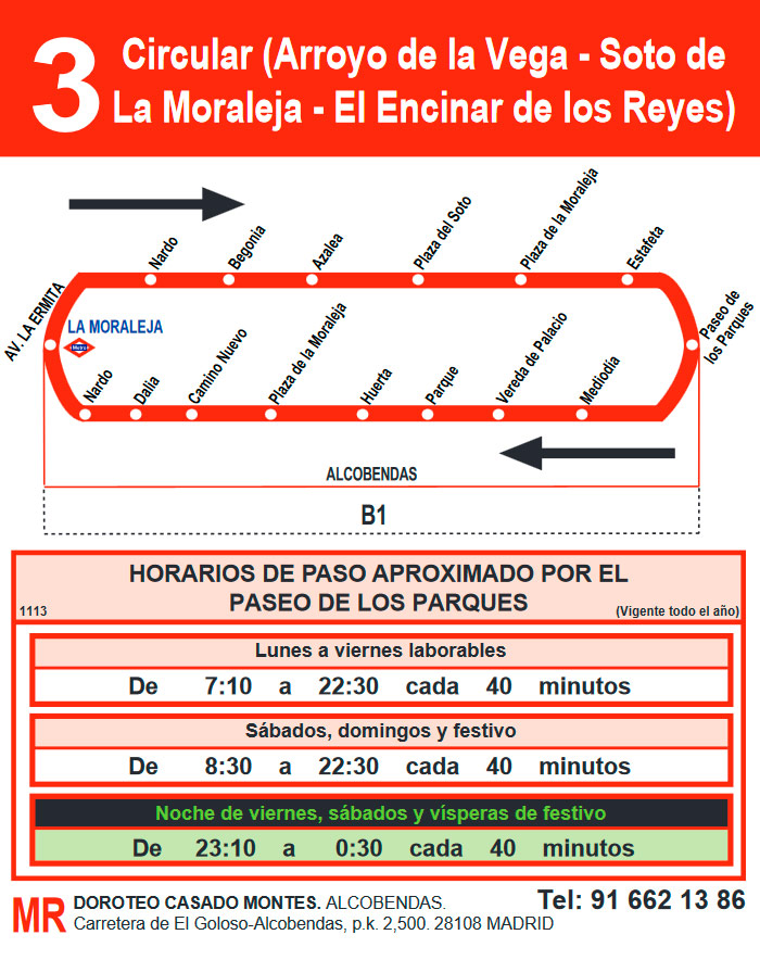 Horario Línea 3 Vuelta