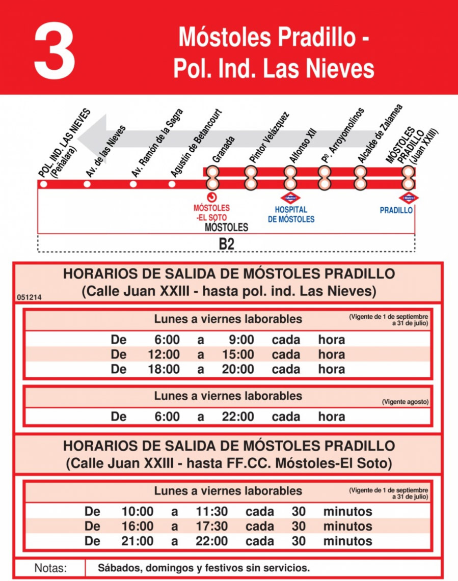 Horario Línea 3 Vuelta