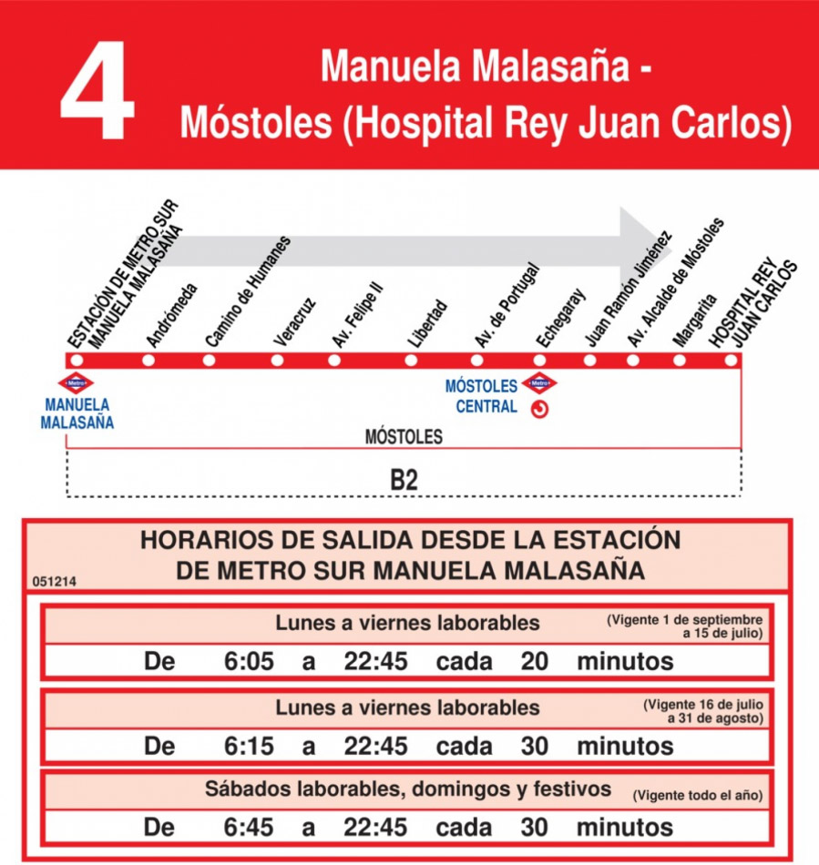 Horario Línea 4 Ida