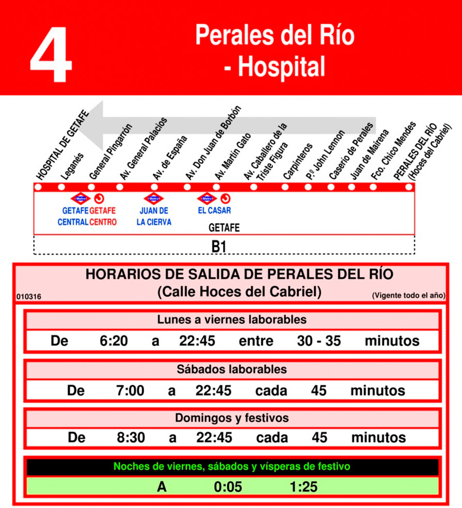 Horario Línea 4 Vuelta