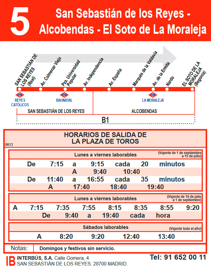 Horario Línea 5 Ida