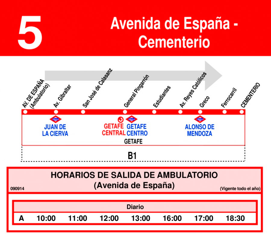 Horario Línea 5 Ida
