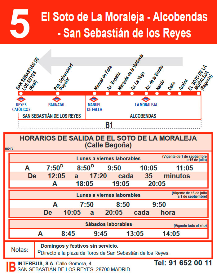 Horario Línea 5 Vuelta