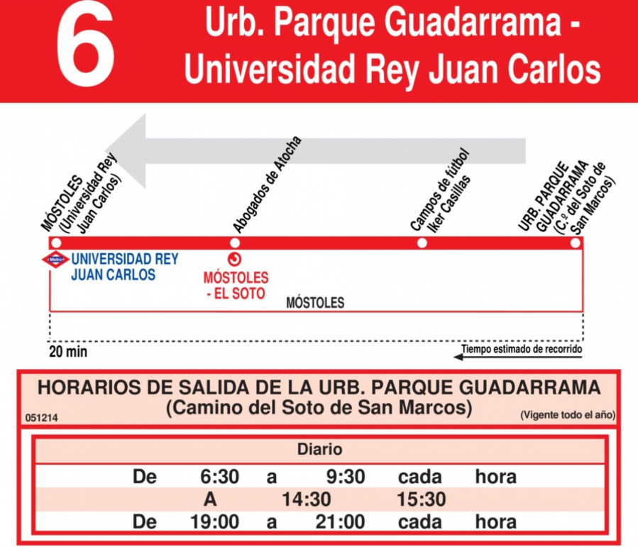 Horario Línea 6 Vuelta