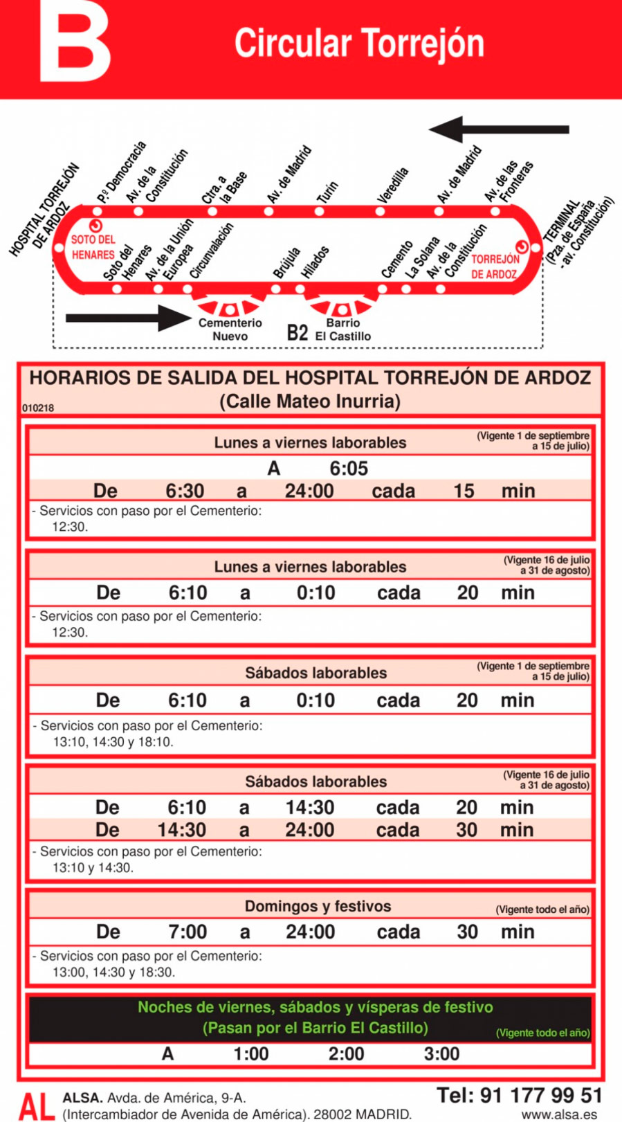 Horario Línea 1B Ida