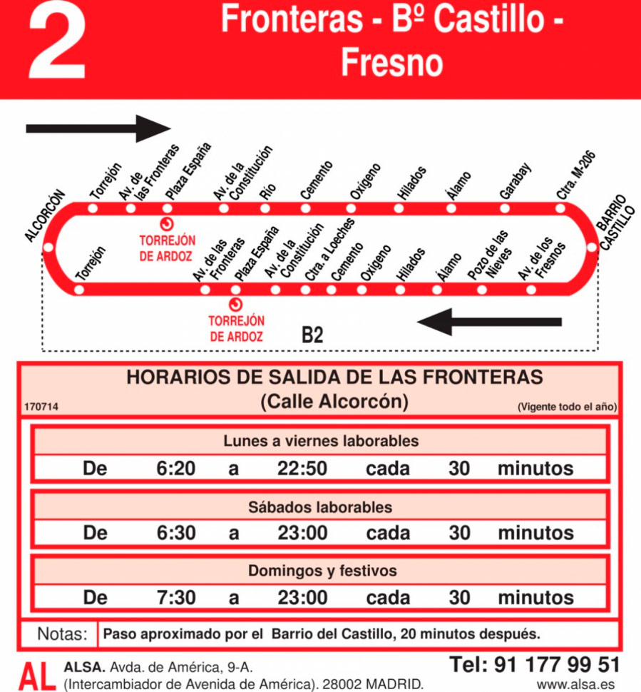 Horario Línea 2 Ida