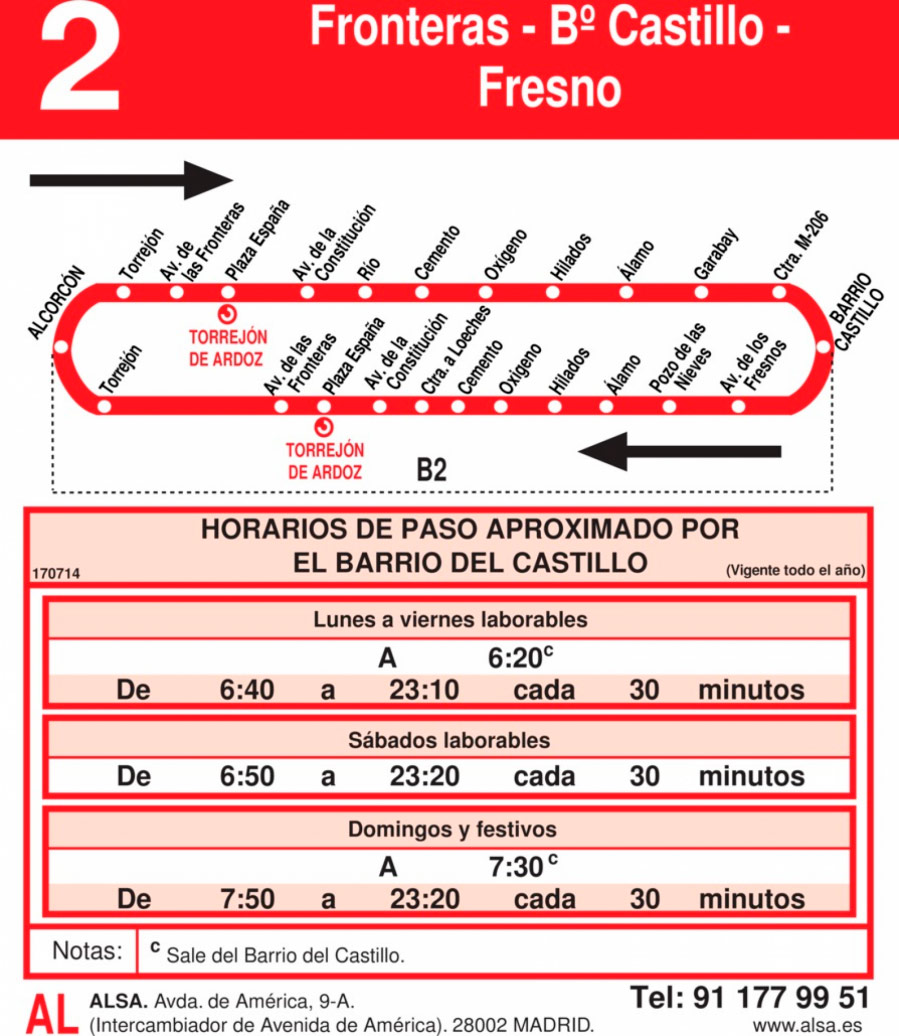 Horario Línea 2 Vuelta
