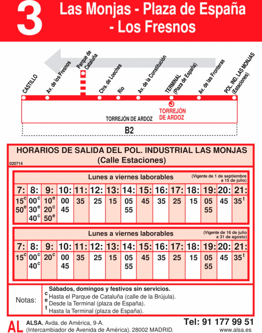 Horario Línea 3 Vuelta