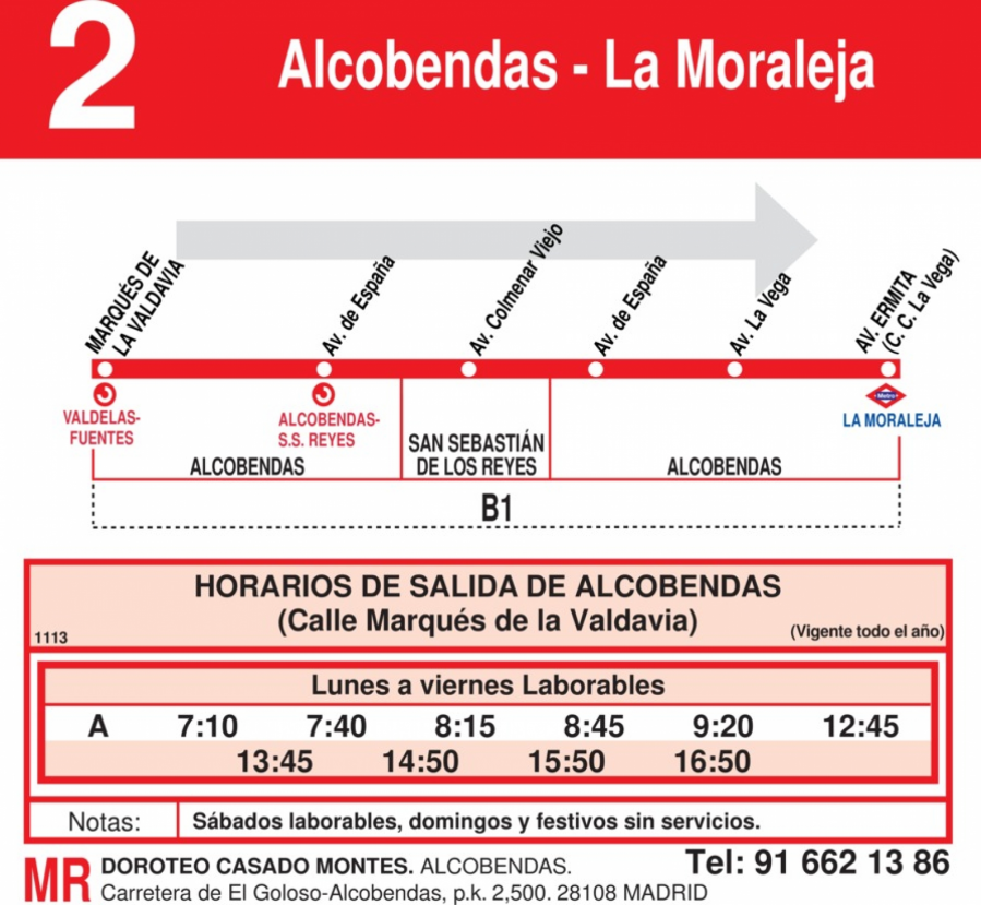Horario Línea 2 Ida