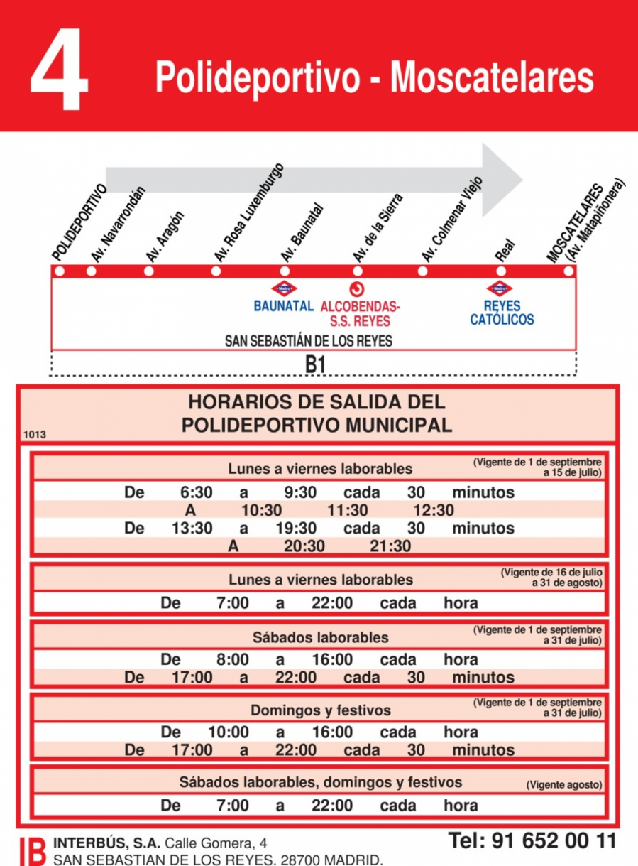 Horario Línea 4 Ida