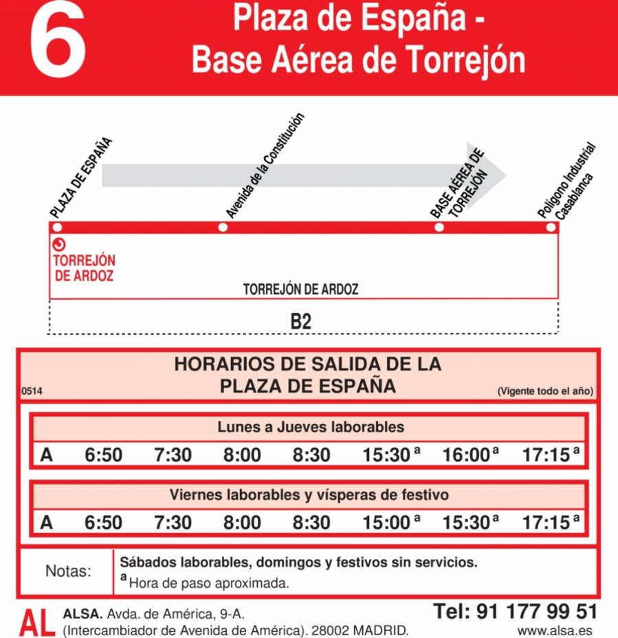 Horario Línea 6 Ida