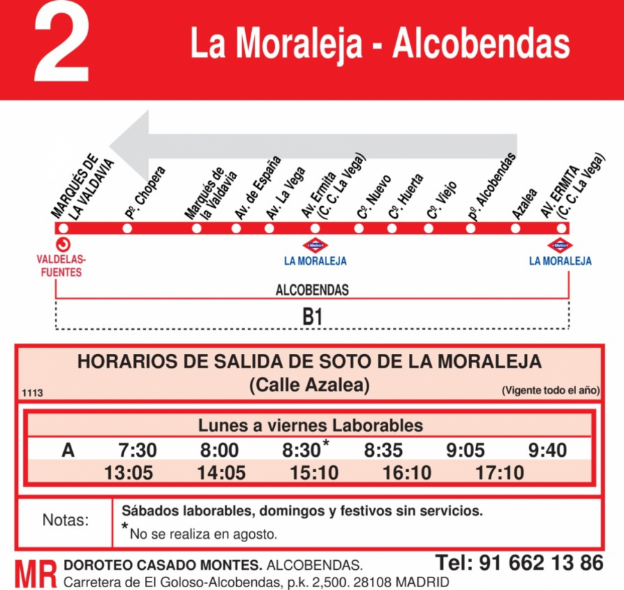 Horario Línea 2 Vuelta