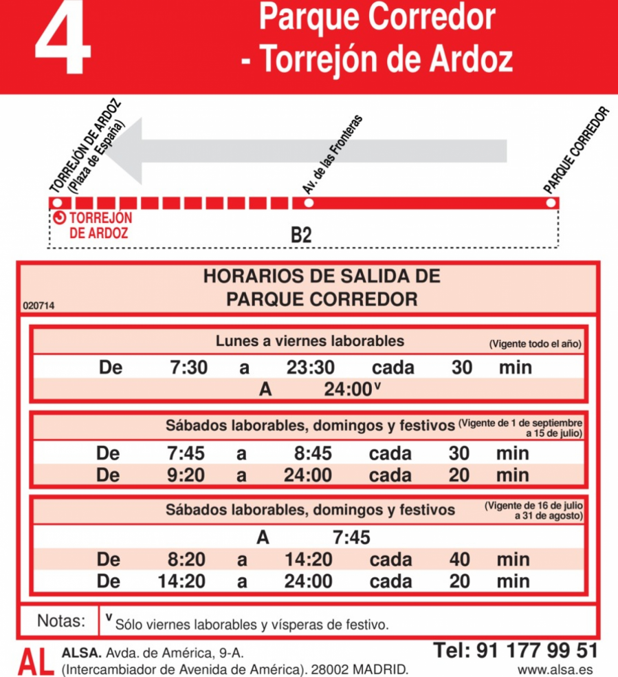 Horario Línea 4 Vuelta