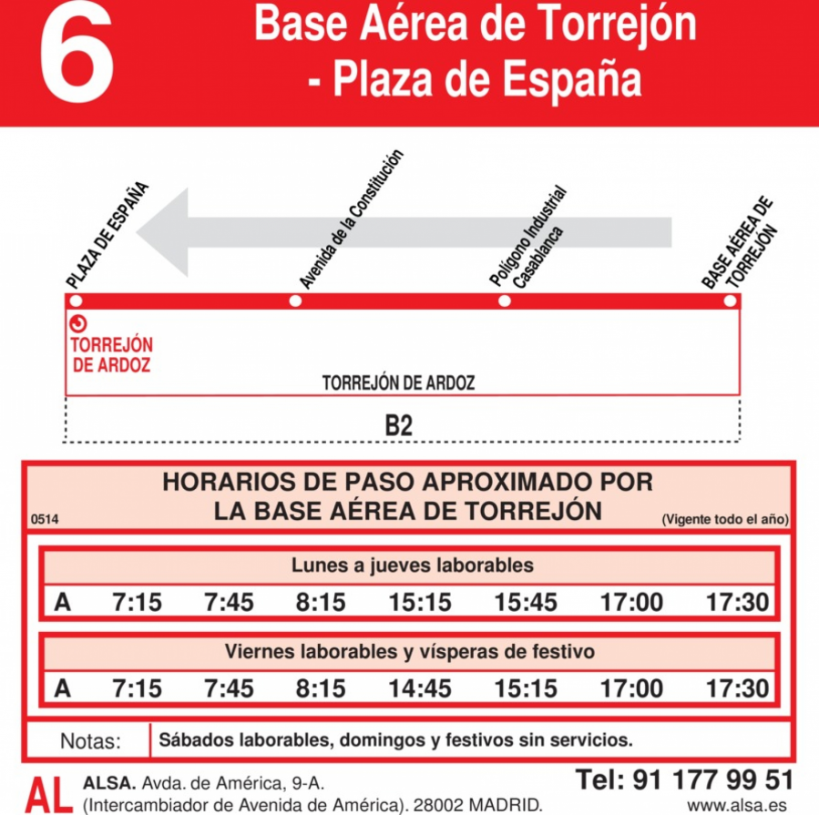 Horario Línea 6 Vuelta