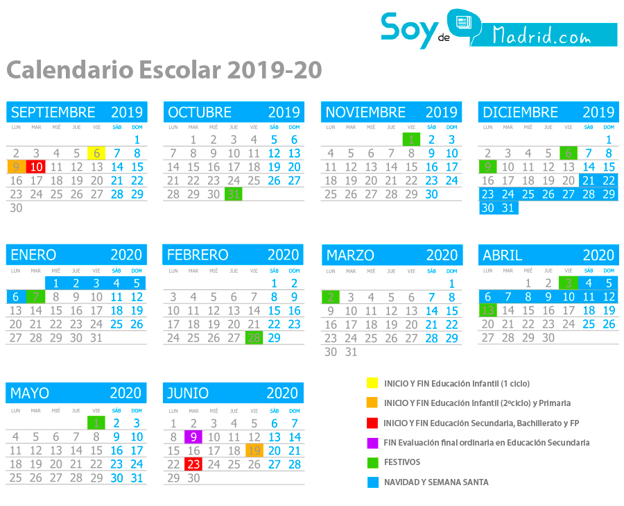 El calendario y las fechas claves del nuevo curso escolar 2019-2020