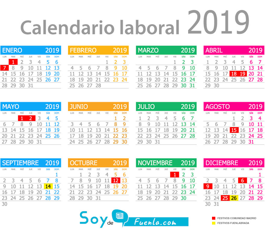 calendario laboral y de festivos fuenlabrada 2019