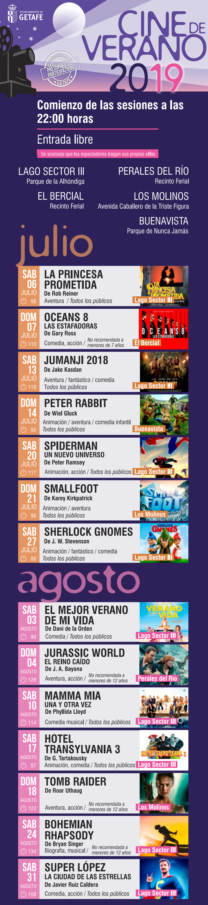 cine verano getafe, programa