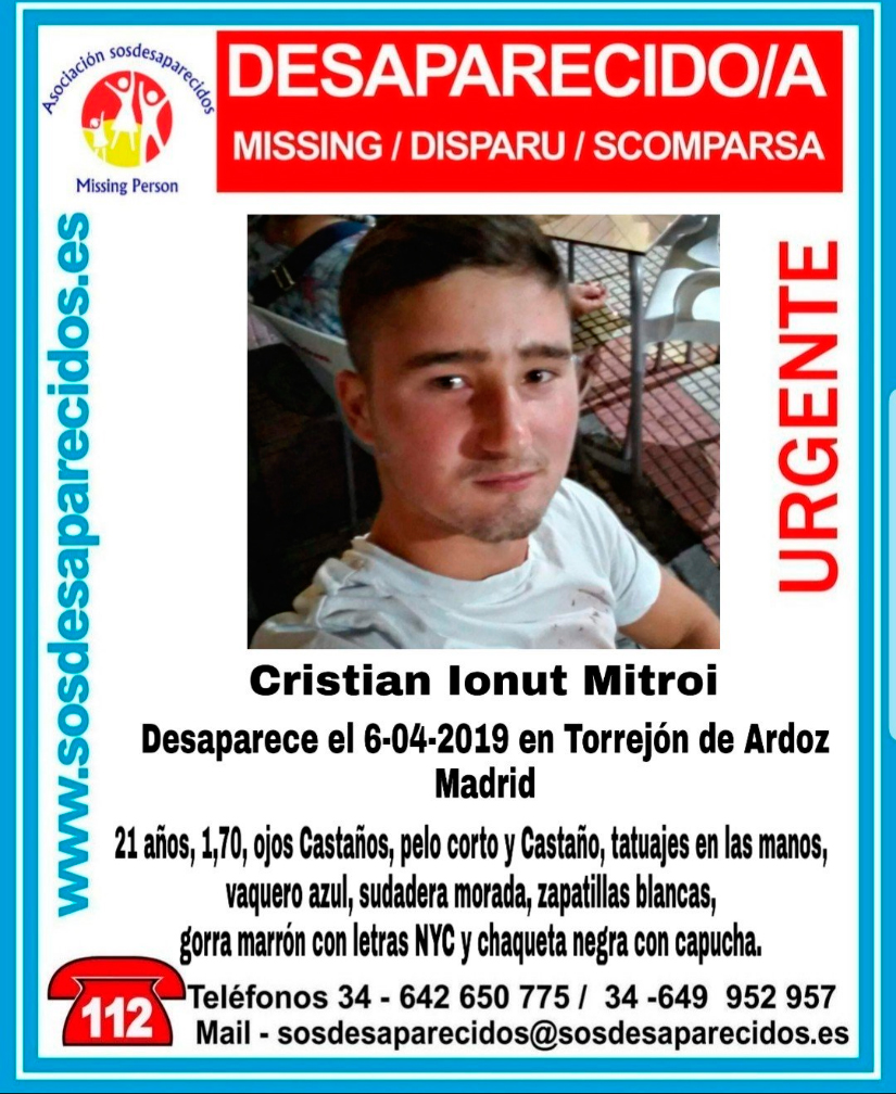 Cristian Ionut Mitroi desaparecido sosdesaparecidos torrejon