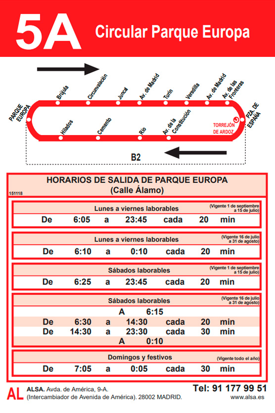horarios y recorridos de la l5 de torrejon