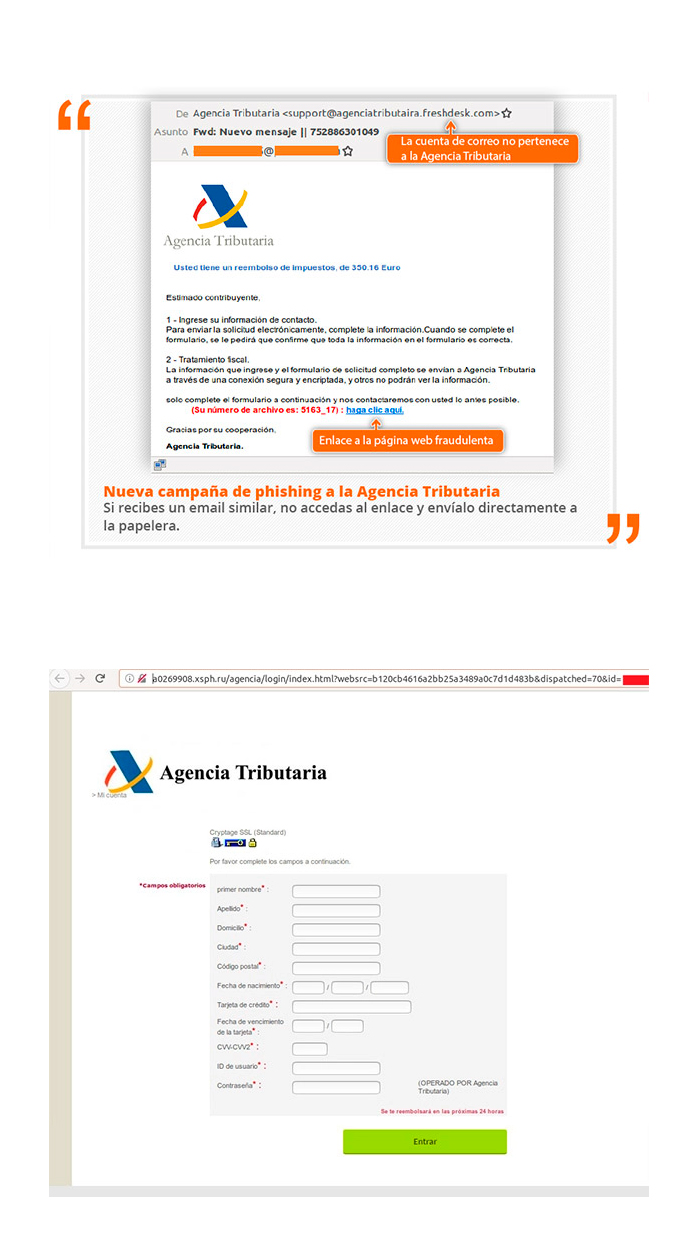 phishing estafa hacienda