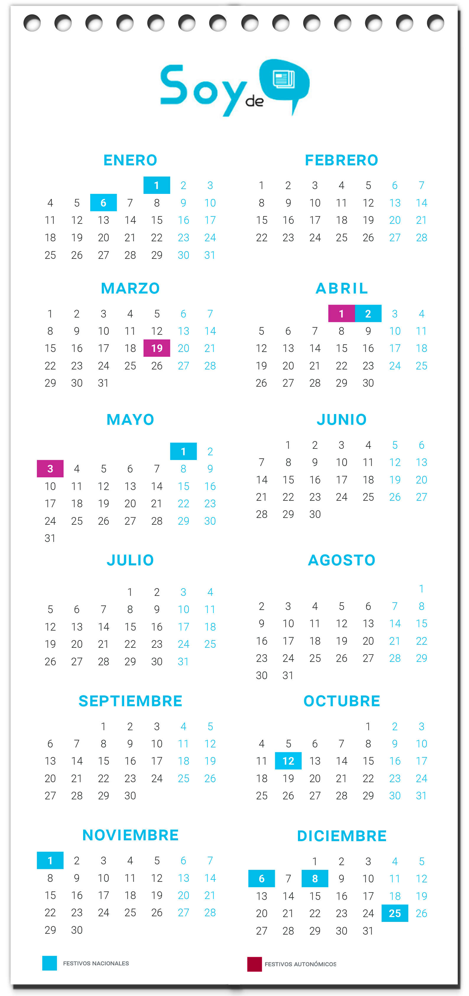 Calendario laboral Comunidad de Madrid 2021 - Soyde.