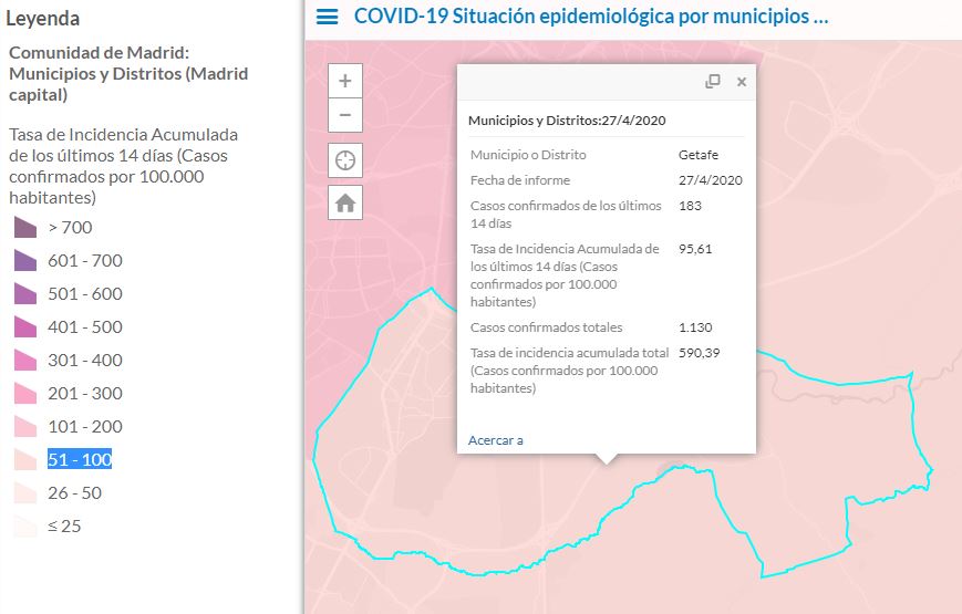 Contagios Covid19 Getafe