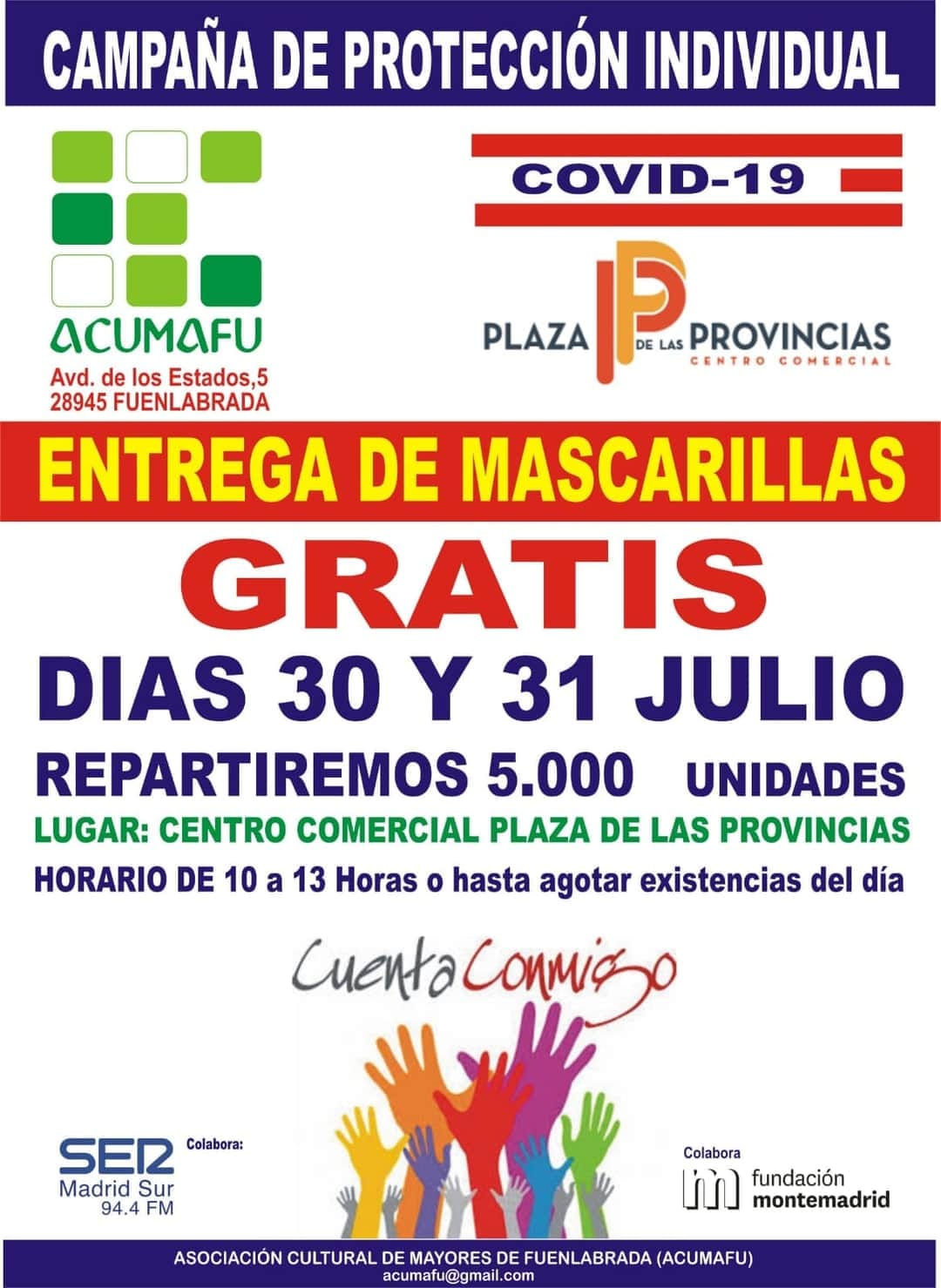 Campa&ntilde;a de reparto de mascarillas