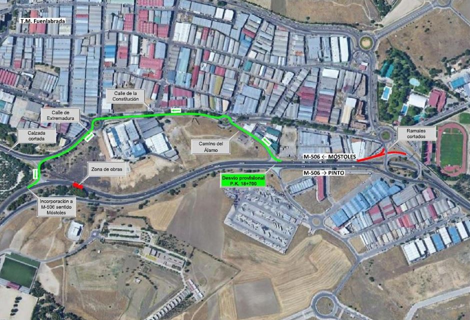 Desvío tráfico socavón M-506