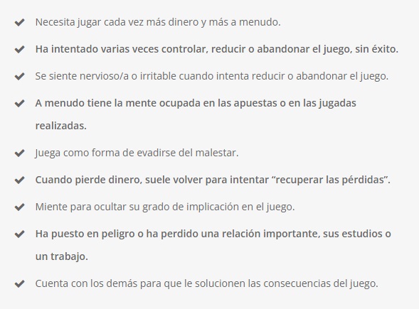 Síntomas Trastorno Juegos de Azar