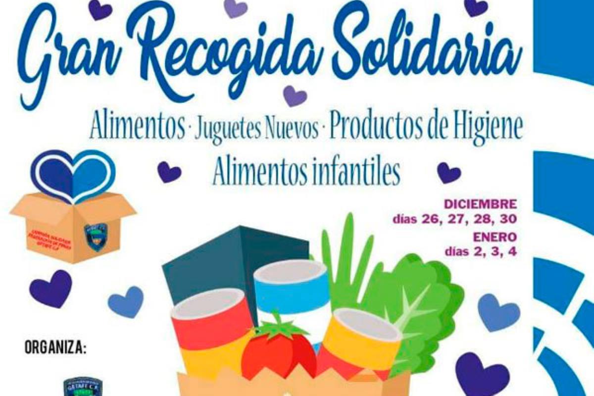 La Federación de Peñas de Getafe C.F. recauda alimentos, juguetes y productos de higiene