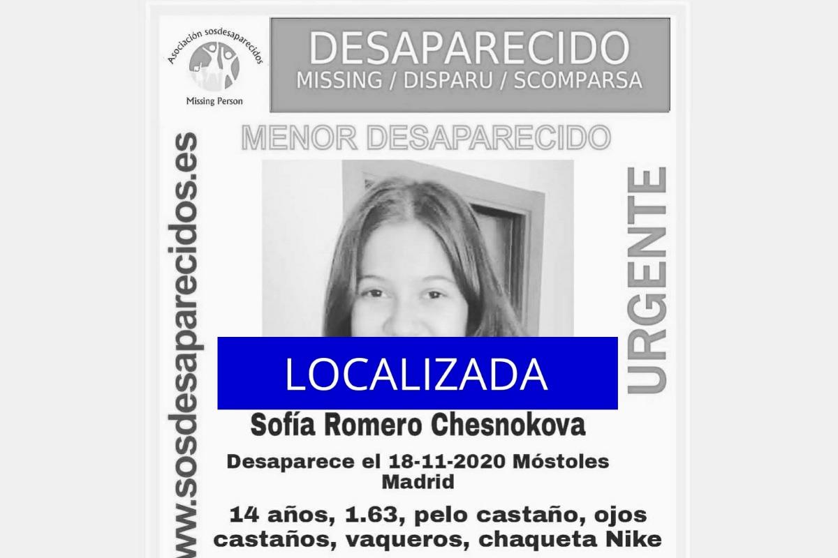 SOS Desaparecidos alerta sobre una menor desaparecida de 14 años de edad
